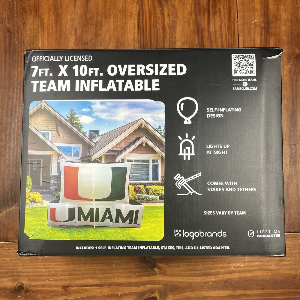 Logo Brands Miami Hurricanes Lights Up 7 X 10 ft Team Inflatable New (OPEN BOX)‎